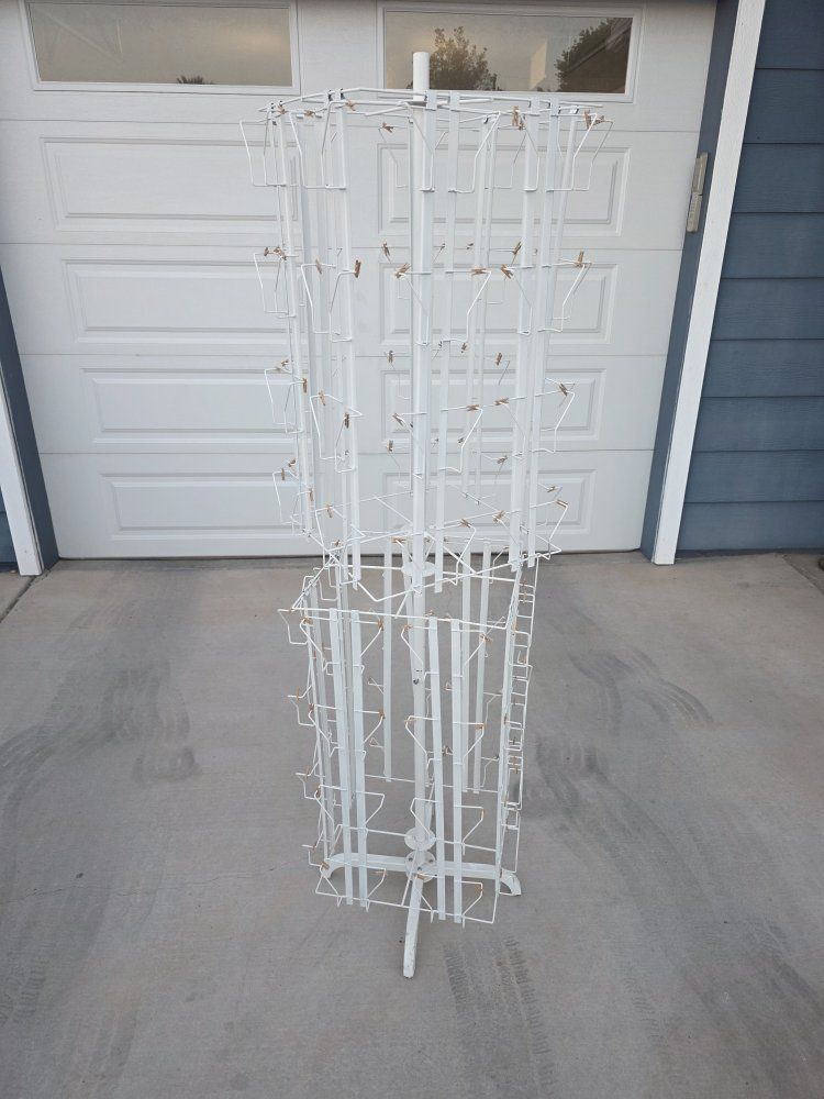 White Metal Rotating Postcard & Greeting Card Display Rack
