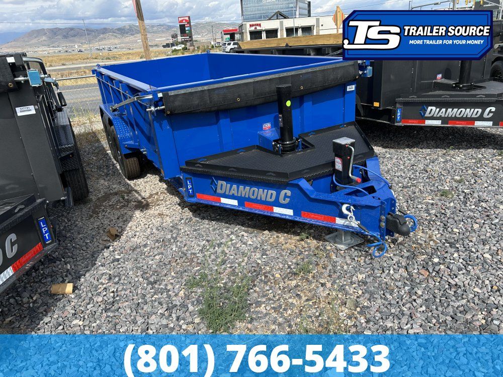 7x14 Diamond C LPT 207 Dump Trailer - 32" Sides - 15.5K GVWR - 14 Ply Tires, Long Arm Tarp