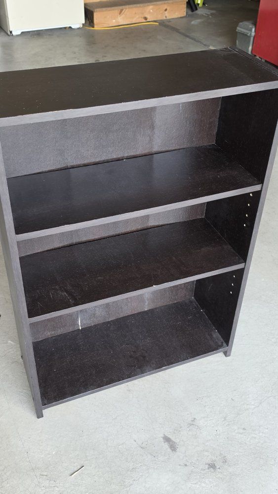 Dark Brown 3-Shelf Bookcase - Adjustable Shelves, Compact Storage Unit