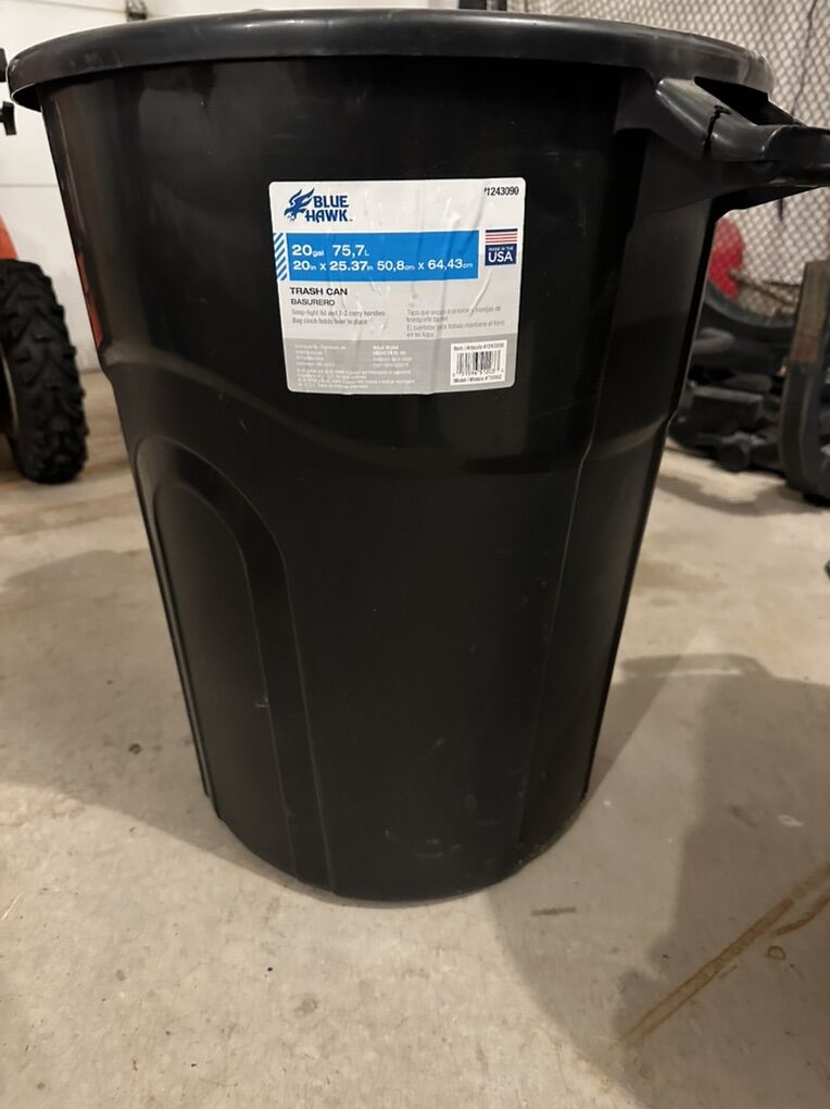2 Blue Hawk 20gal Trash Cans