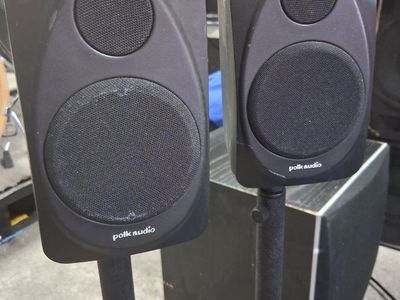 Polk Audio RM1300 Satellite Speakers Stands & Wire Nice!