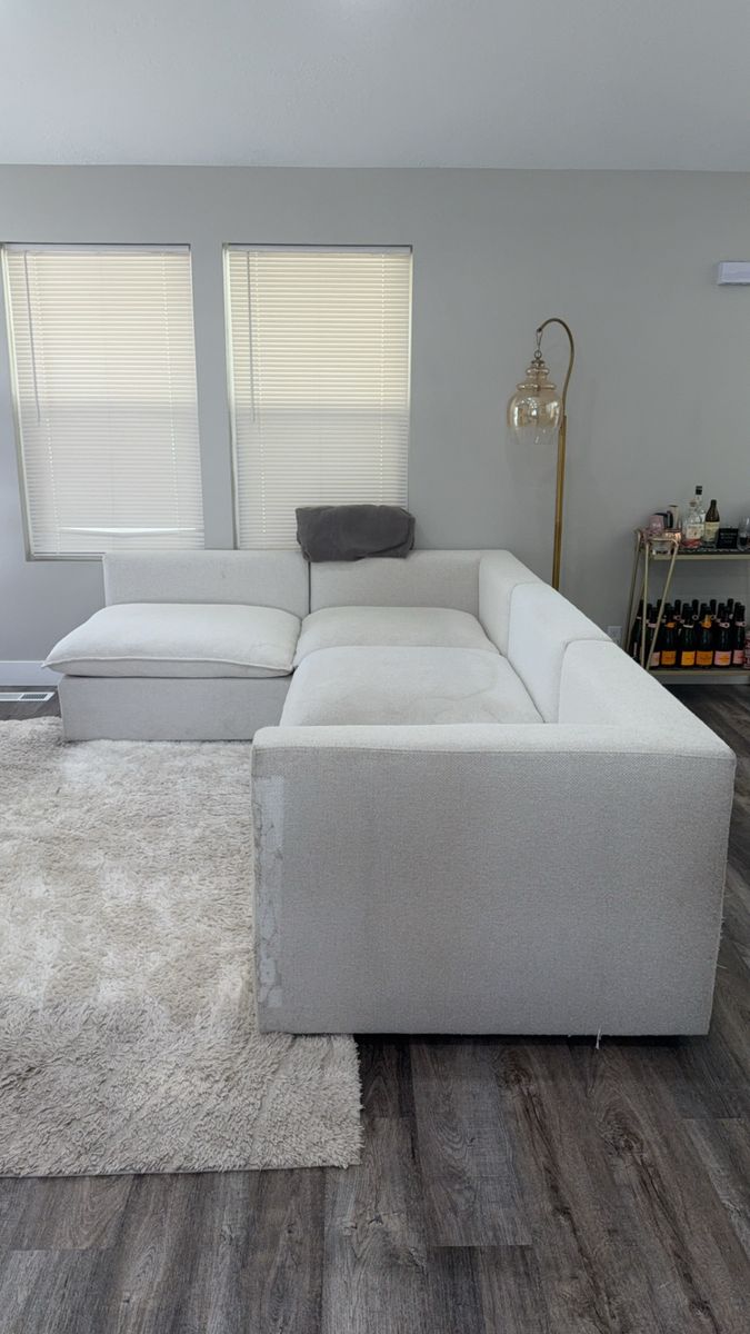 Crate & Barrel Custom Sectional Sofa - White, Modular Design, Animal Damage