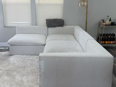 Crate & Barrel Custom Sectional Sofa - White, Modular Design, Animal Damage