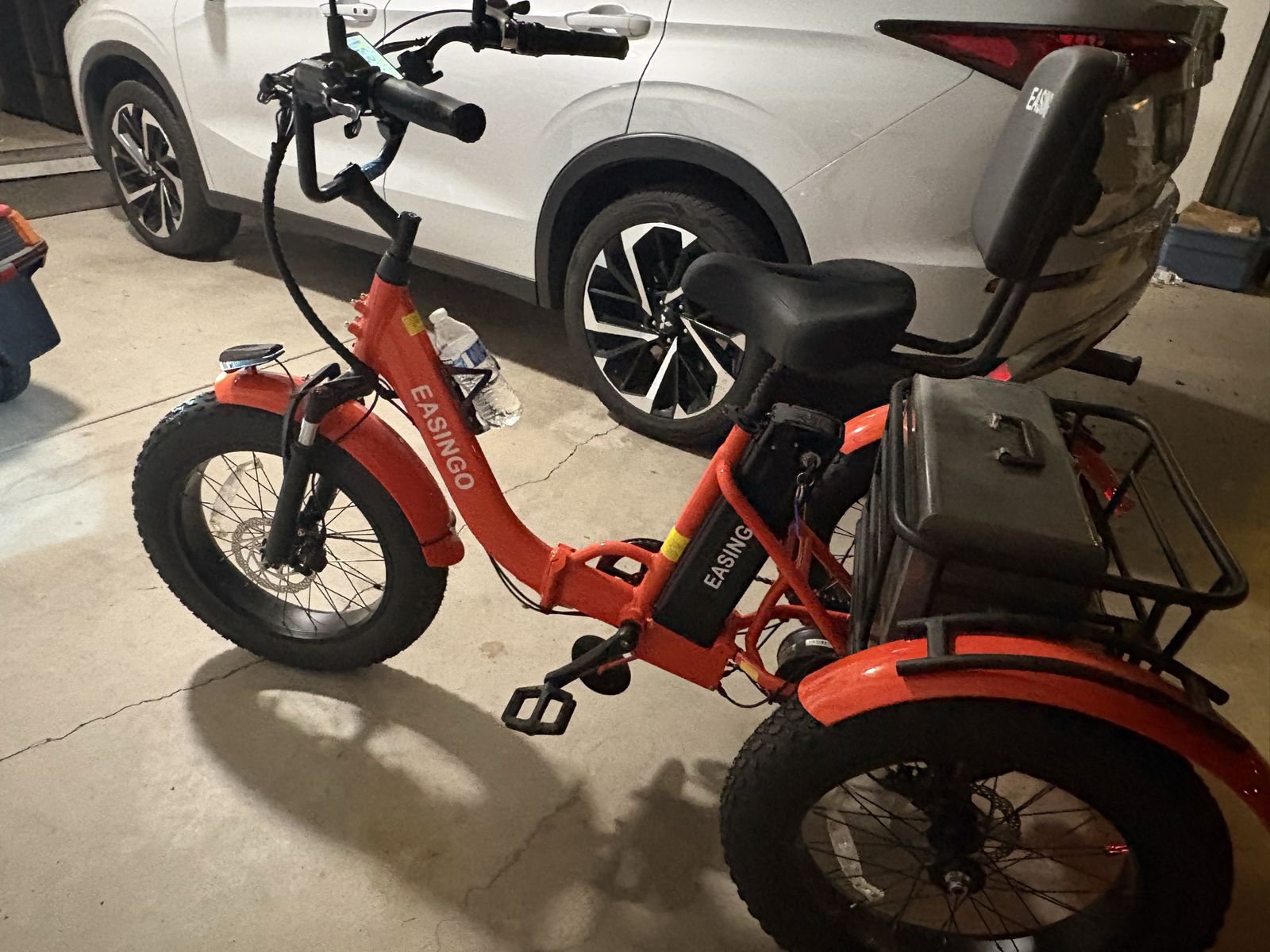 EASINGO Adult Electric Tricycle - Orange, Fat Tire, Cargo Basket