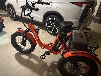 EASINGO Adult Electric Tricycle - Orange, Fat Tire, Cargo Basket