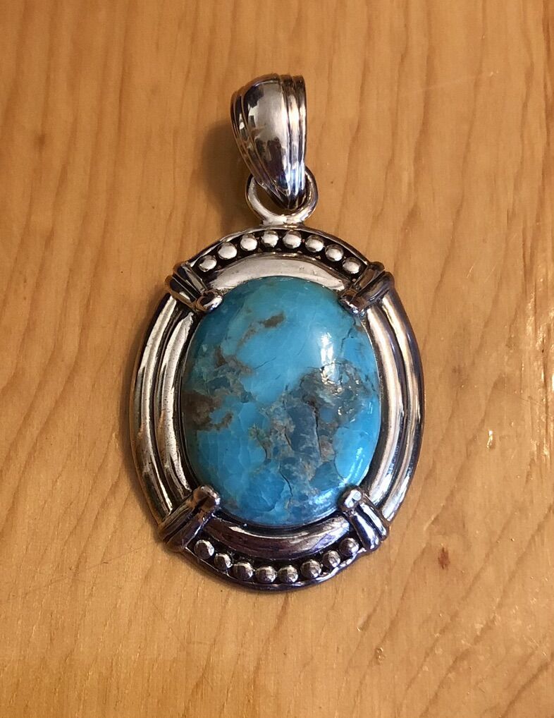 Sterling Silver And Turquoise Oval Pendant