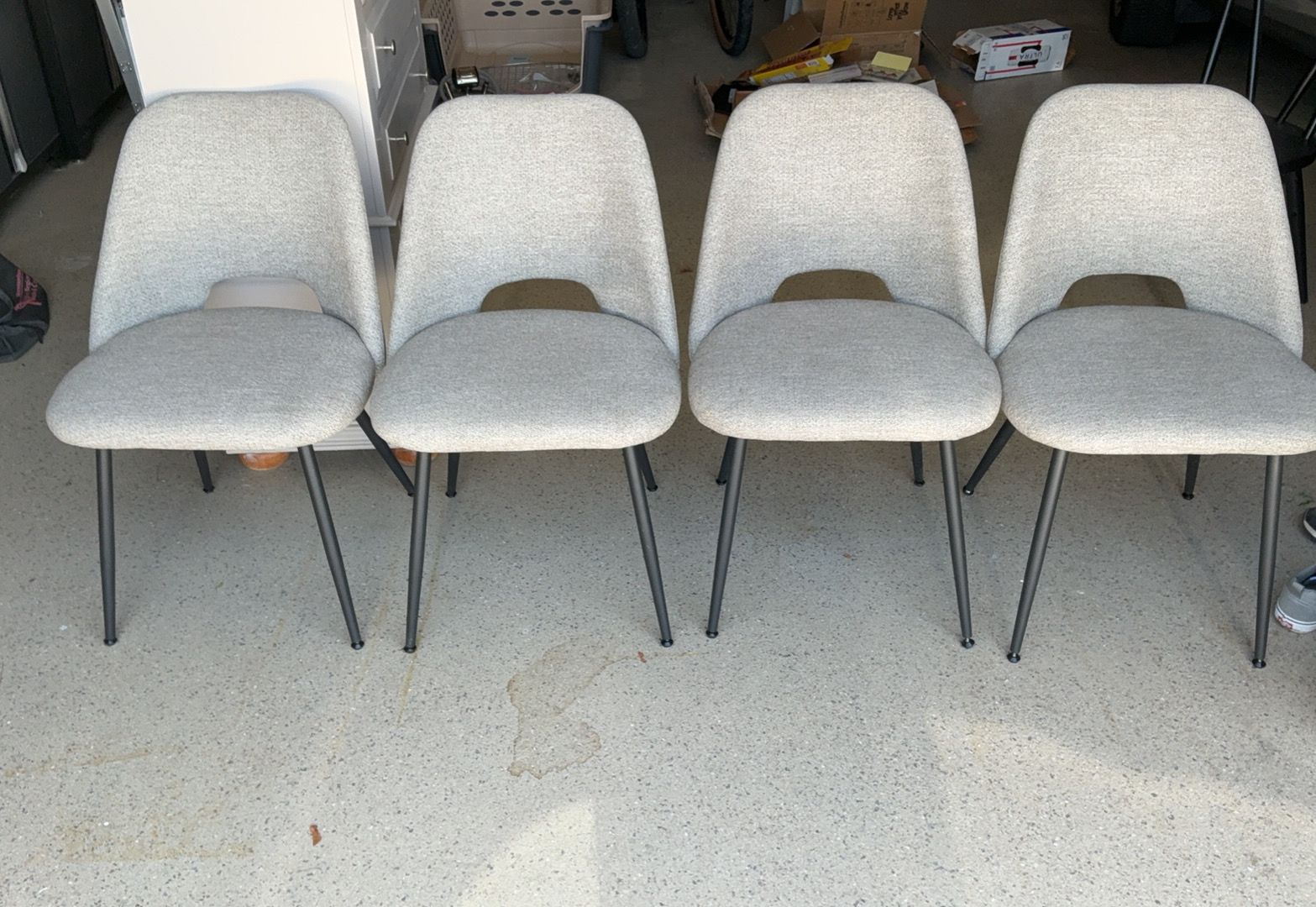 4 upholstered gray  dining chairs