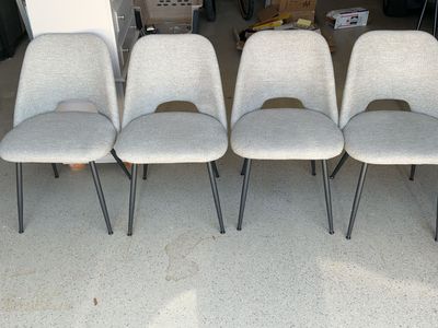 4 upholstered gray dining chairs