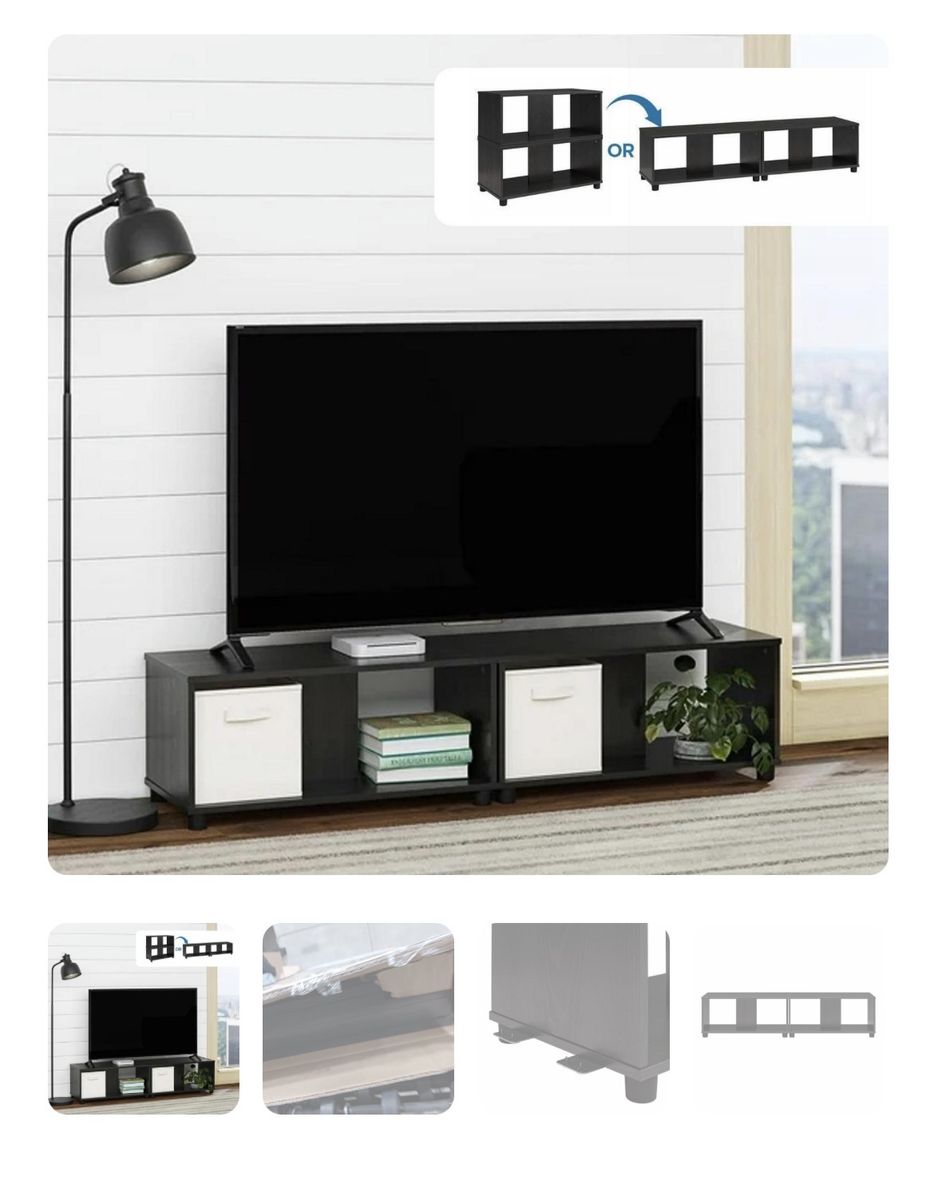NEW Black side by side or stacking tv stand