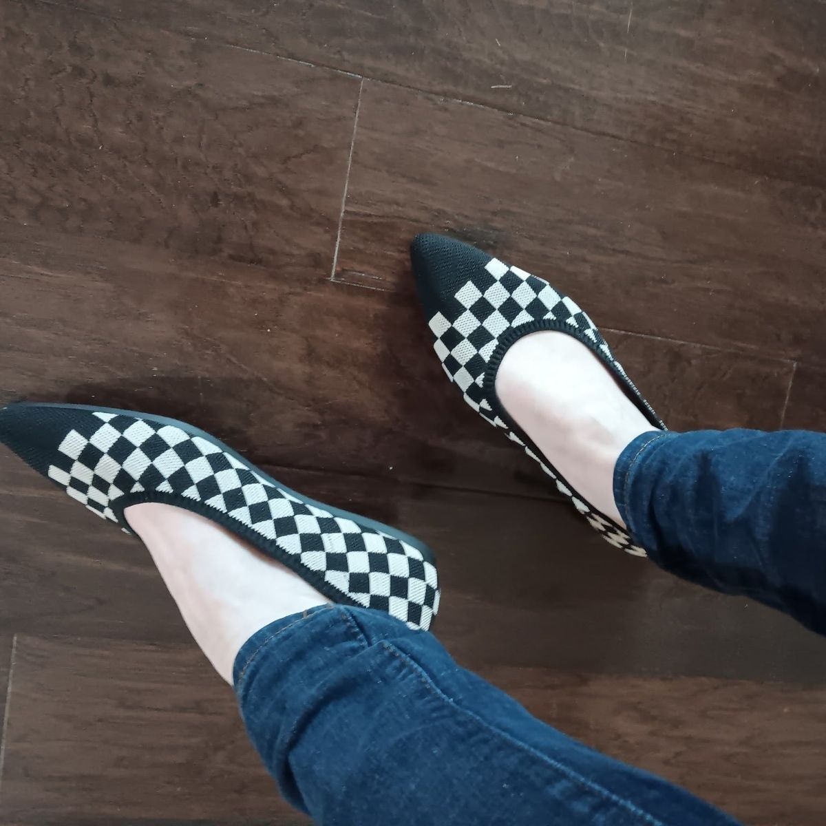 vivia checkered black and white shoes