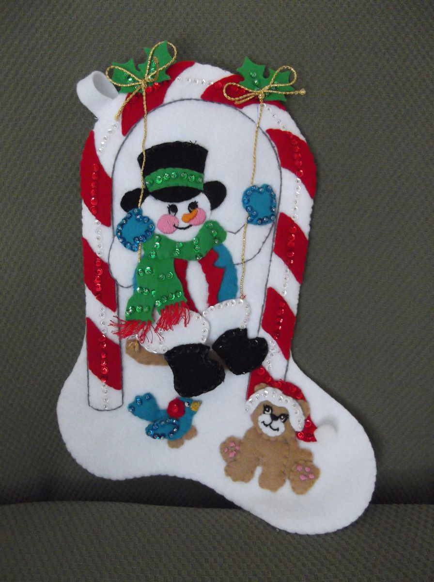 Swinging into Christmas felt stocking