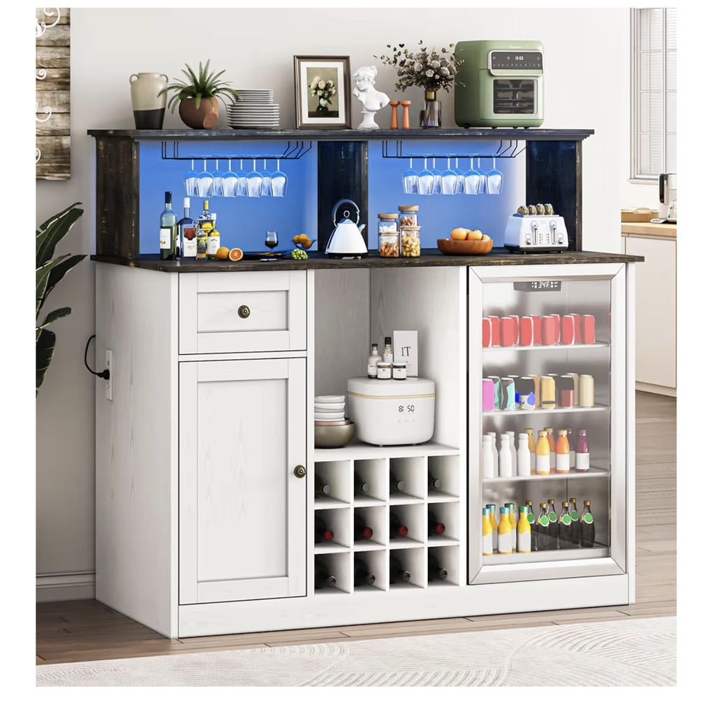 55 Wine Bar Cabinet with Mini Fridge Space