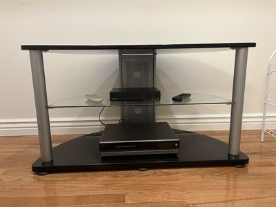 Modern Black and Glass Corner TV Stand Media Console
