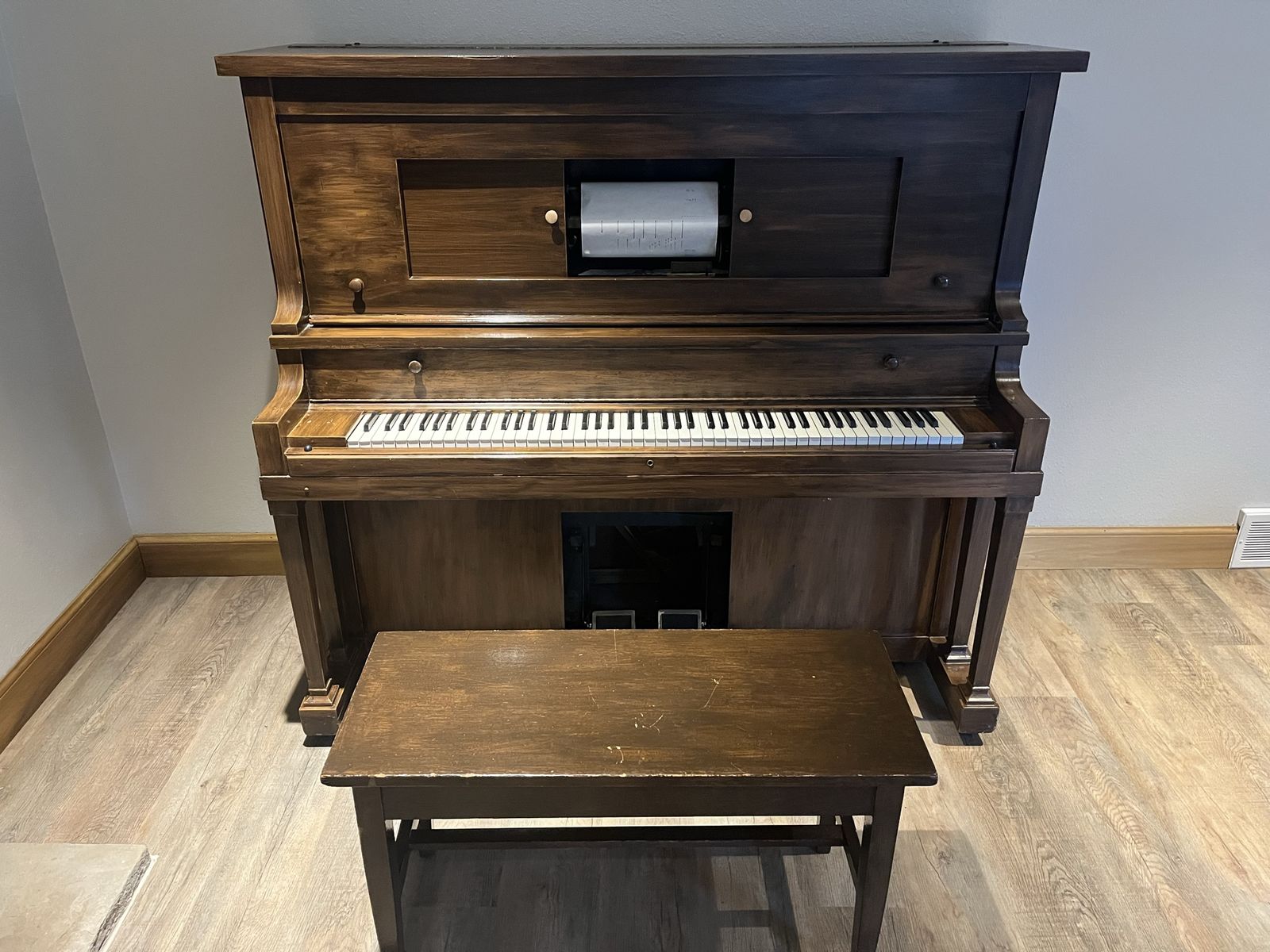Vintage Victor Chicago Player Piano – Antique Upright Piano with Original Player Mechanism