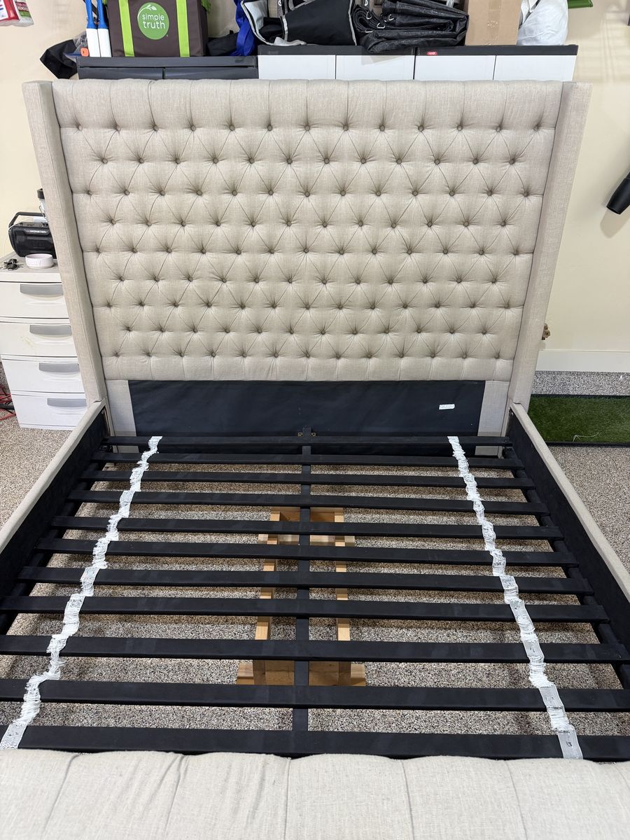High Backed Tufted King Bed Frame