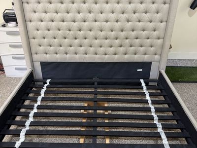 High Backed Tufted King Bed Frame