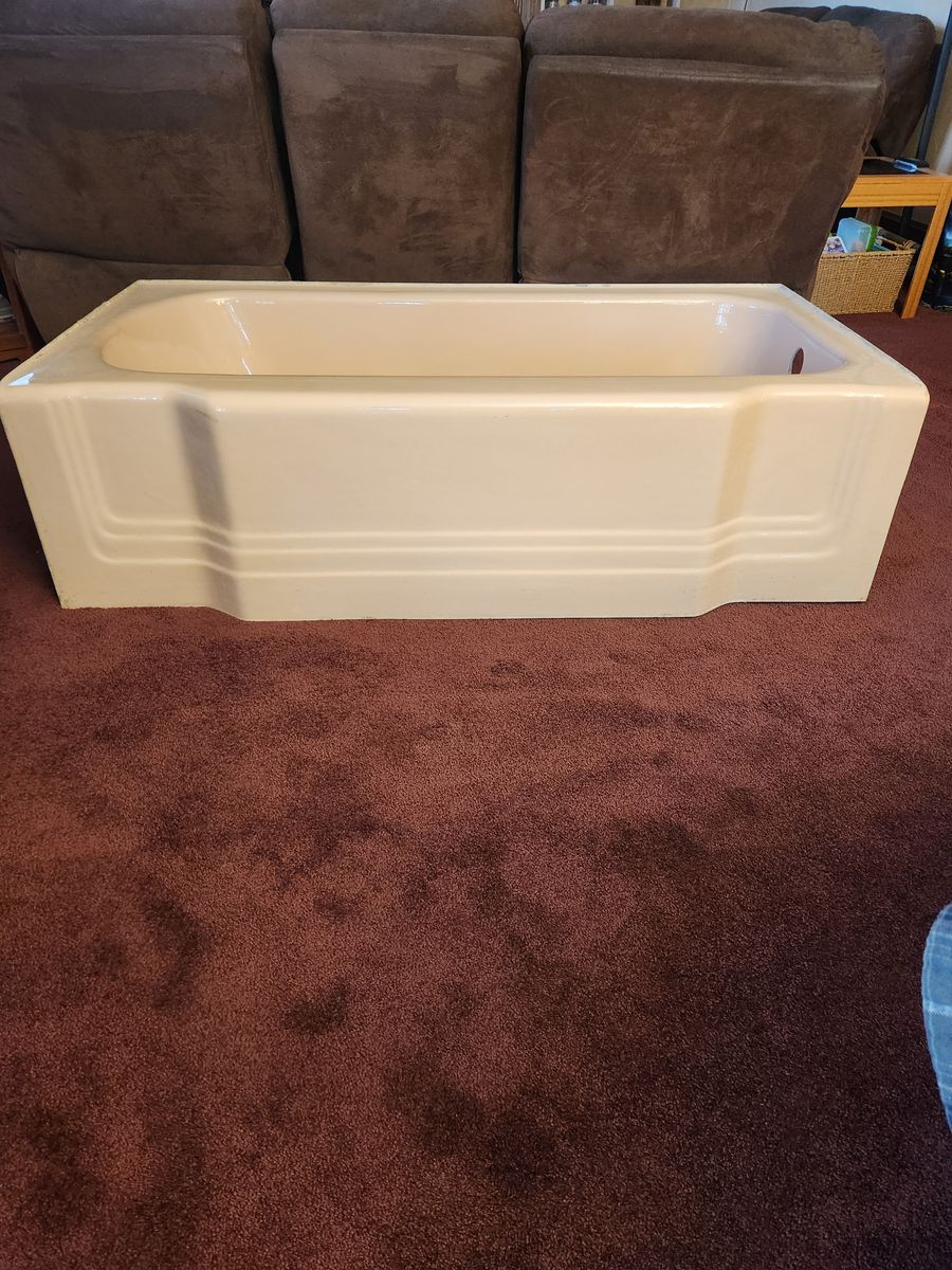 Pink bathtub and sink