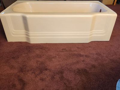 Pink bathtub and sink