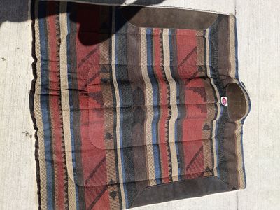 Southwestern Pattern Saddle Pad with Fleece Underside and Leather Wear Leathers