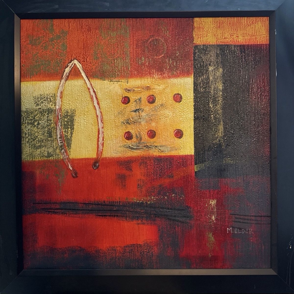 M. Elder Abstract Framed Painting Original Artwork Home Decor 31”x31”