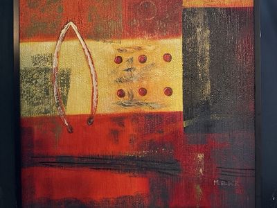 M. Elder Abstract Framed Painting Original Artwork Home Decor 31”x31”