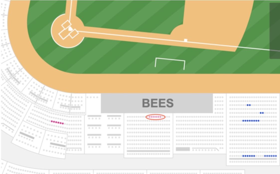 Front row Bees tickets Wednesday 8/19/2026