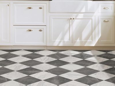 FloorPops x Chris Loves Julia 12-in by 12-in Bonneville Grey & White Marble Peel & Stick Floor Tiles, FP4421 (covers 70 sq ft)