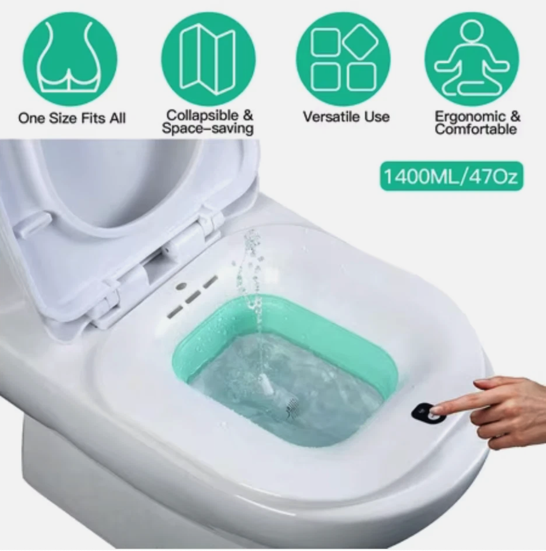 Moclever Electric Sitz Bath Foldable 47oz Postpartum Hemorrhoid Relief Basin