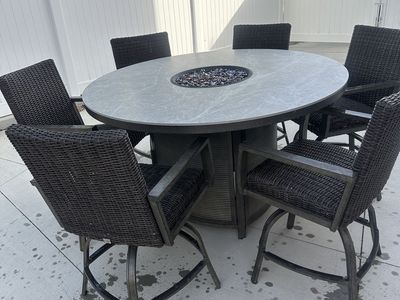 patio table with six chairs