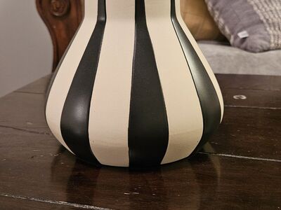 New ceramic vase black/cream stripes