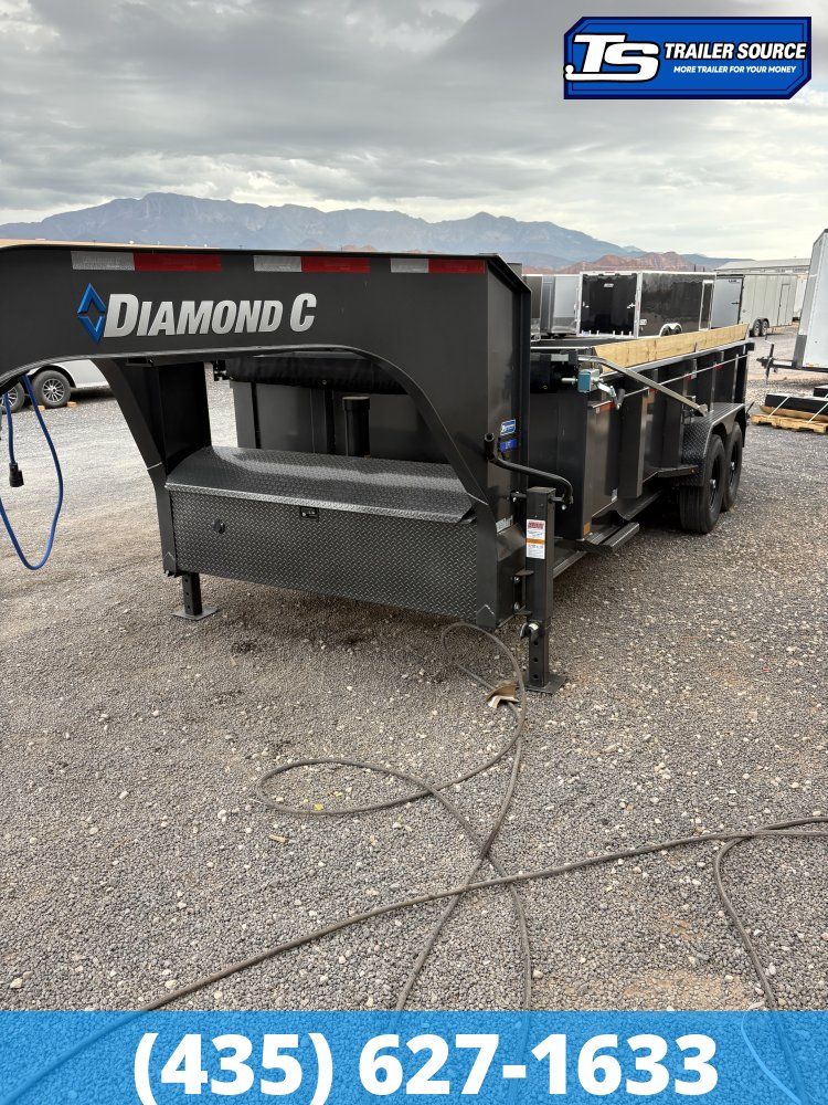 7x16 Diamond C LPT-GN 207 Gooseneck Dump Trailer - 32" Sides - 15.5K GVWR - 14 Ply Tires, Board Brackets