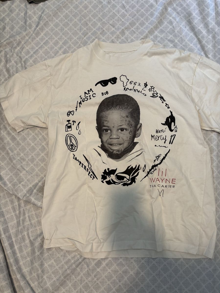 Lil Wayne Tha Carter V Album Merch T-Shirt Size L - White 100% Cotton