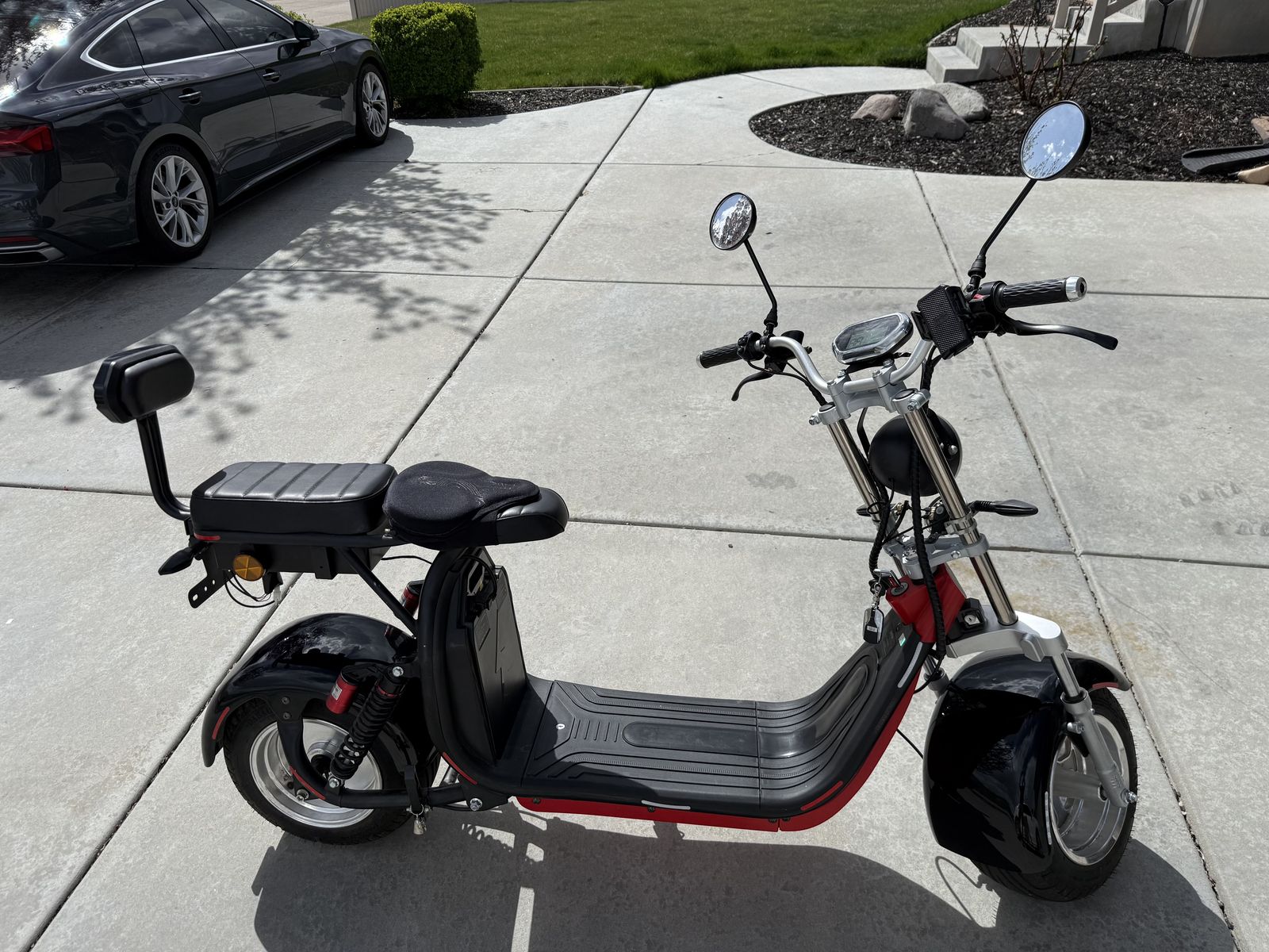 Two seat fat tire electric sit-down scooter
