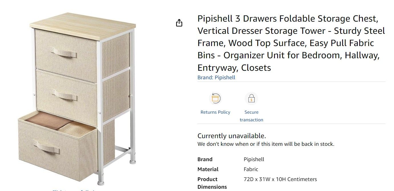 3 Fabric Drawer Storage Tower