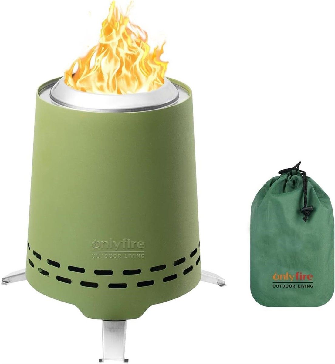 Onlyfire FP047 Portable Outdoor Living Wood Pellet Fire Pit Green 7" x 9"