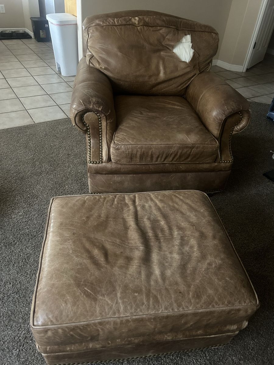 leather chair and ottoman