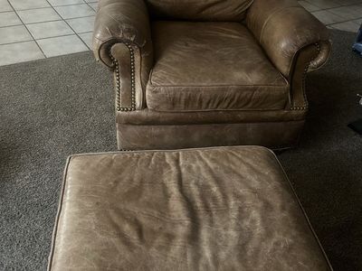 leather chair and ottoman