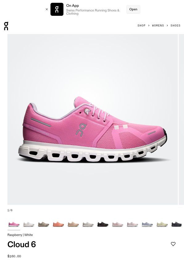 ON Cloud 6 Women's Running Shoes - pink/White Lightweight Athletic Sneakers