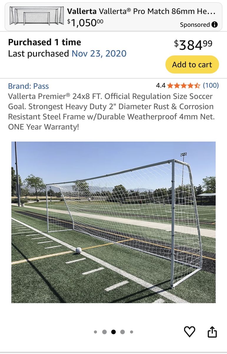 Official regulation size soccer goal +net