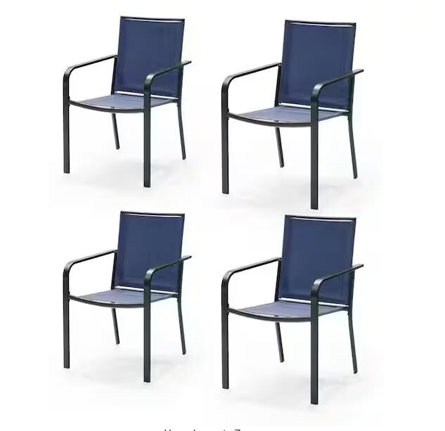 NEW - Stackable Metal Patio Outdoor Dining Chair-Blue (4-Chairs)