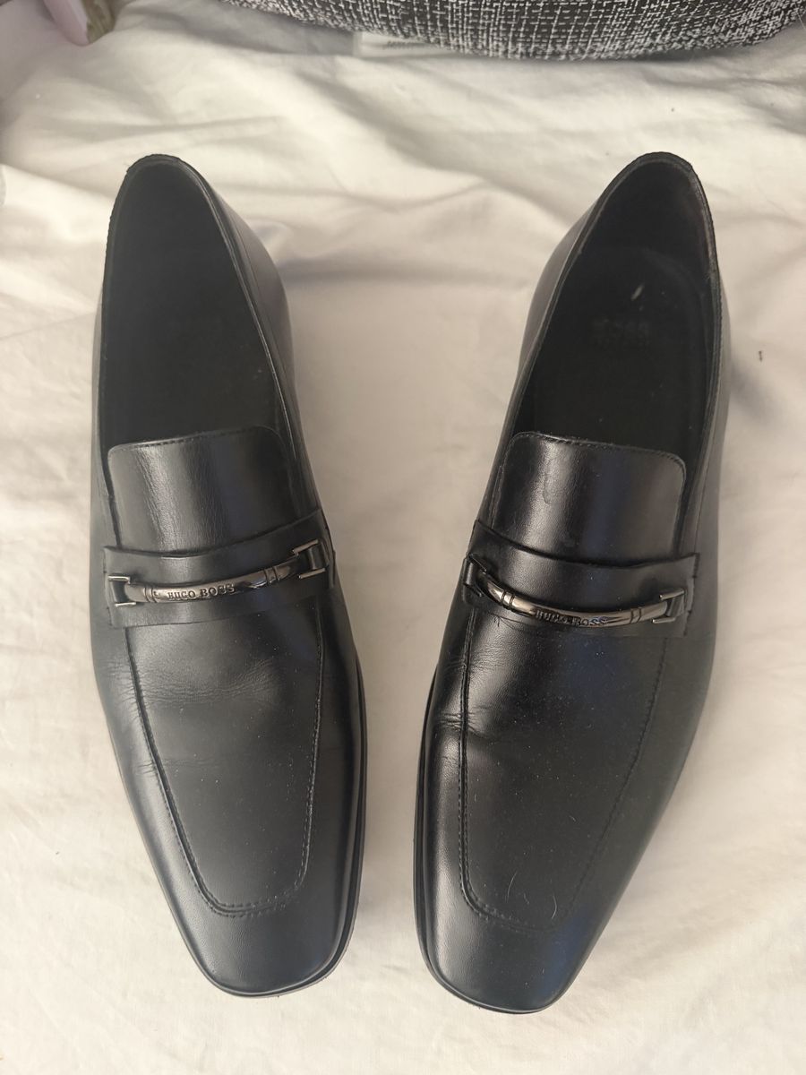 BOSS Hugo Boss Men's Black Leather Loafers Dress Shoes Size 9.5