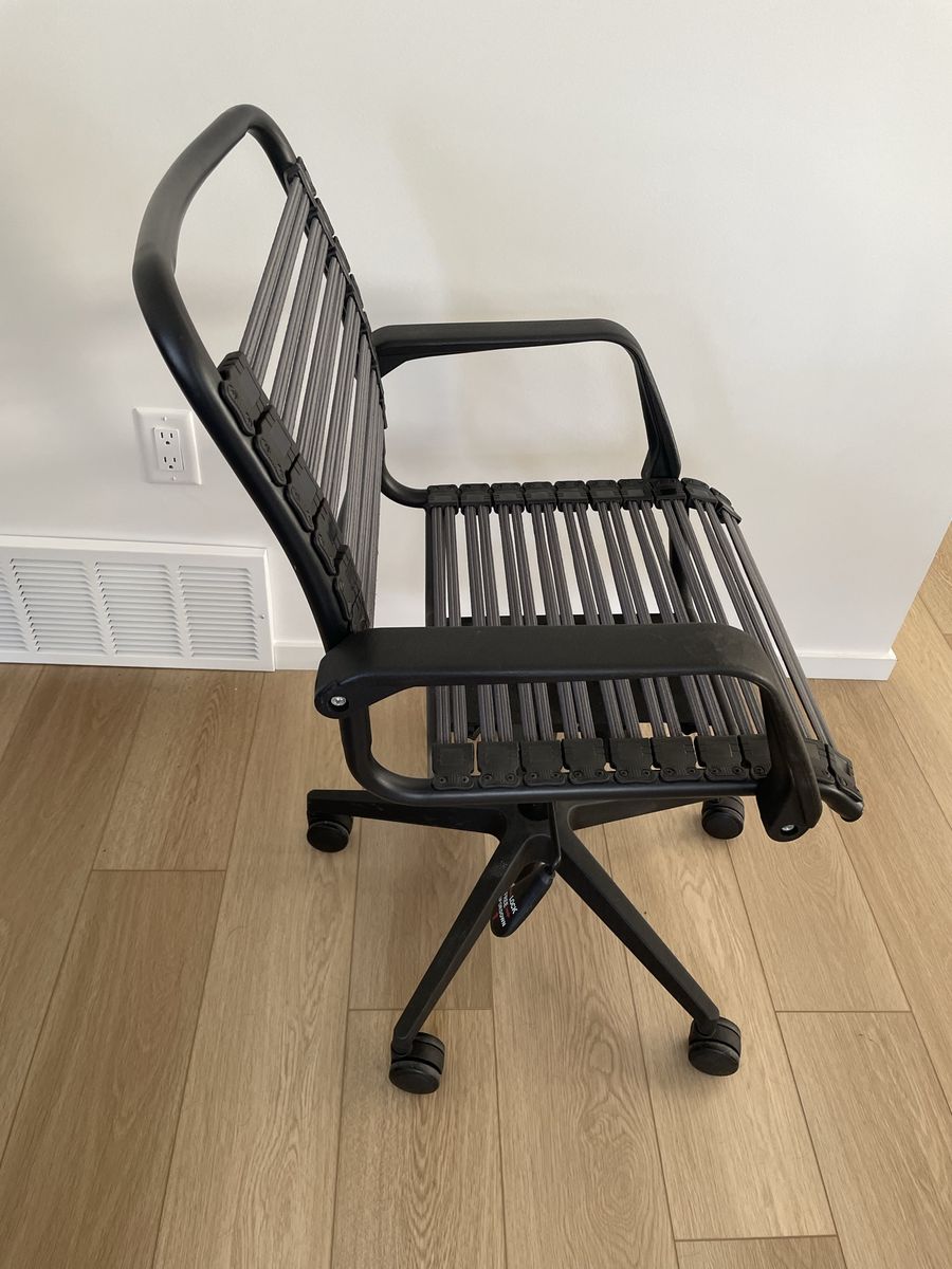 Bungee Cord Office Chair - Black Rolling Desk Chair with Armrests