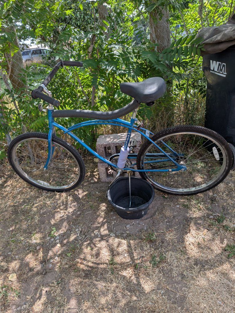 Vintage Murray Blue Beach Cruiser Bicycle - Single Speed, Classic Springs Seat