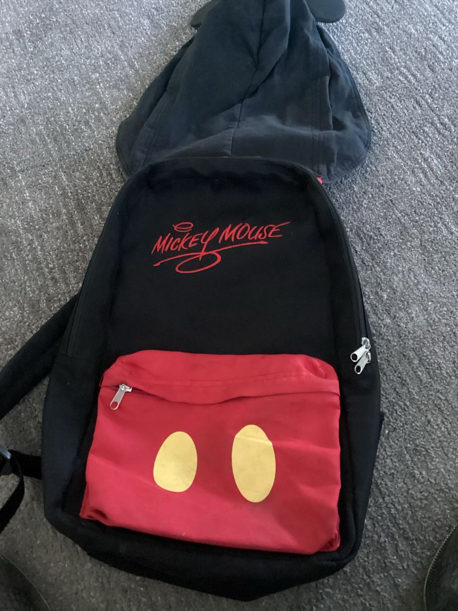 Disney Parks Mickey Mouse Ears Backpack Black & Red Adjustable Straps Travel Bag