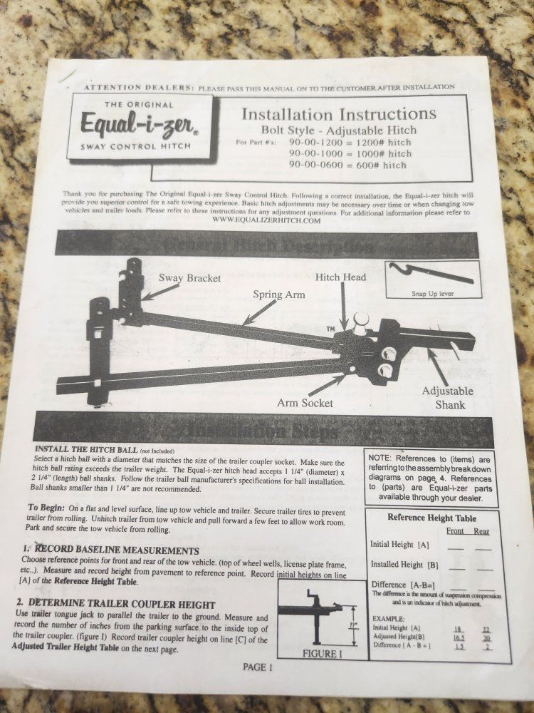 Equal-i-zer 10K Sway Control Hitch with 1000lb Tongue Weight - Used