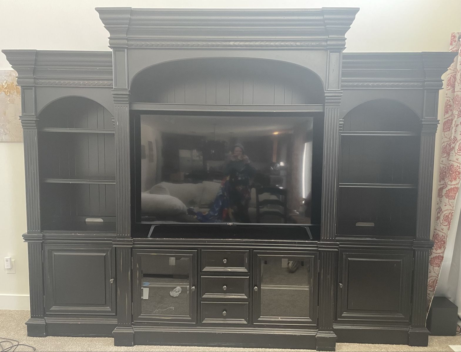 Large Black Entertainment Center / TV Wall Unit