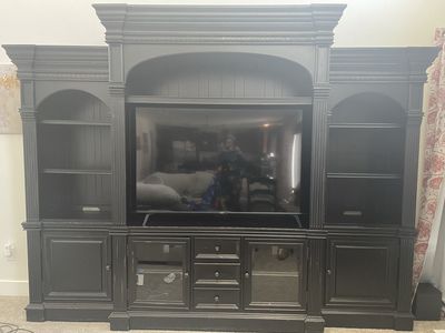 Large Black Entertainment Center / TV Wall Unit