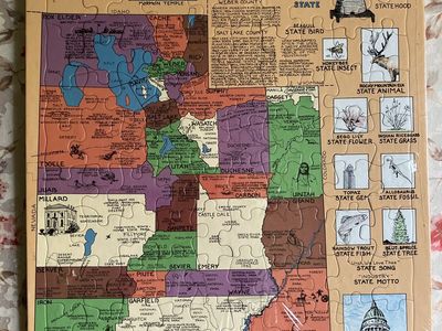 New Vintage Puzzles N Such Inc. Vintage Utah State Map Jigsaw Puzzle Tim Harris Art