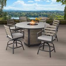 Agio Nicolet 7-piece Fire Outdoor Patio High Dining Set 1807364 #106062