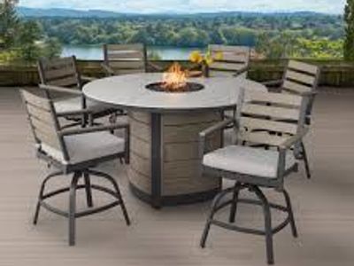 Agio Nicolet 7-piece Fire Outdoor Patio High Dining Set 1807364 #106062